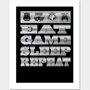 Eat Game Sleep Repeat Video Gamer PC Gaming Gift Posters and Art